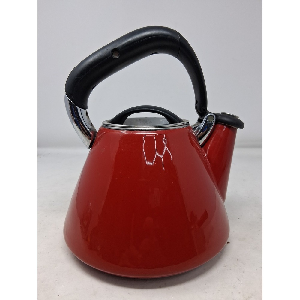 OXO Downpour Whistling Kettle 1.8 Qt Red Enamel Stainless Steel. O